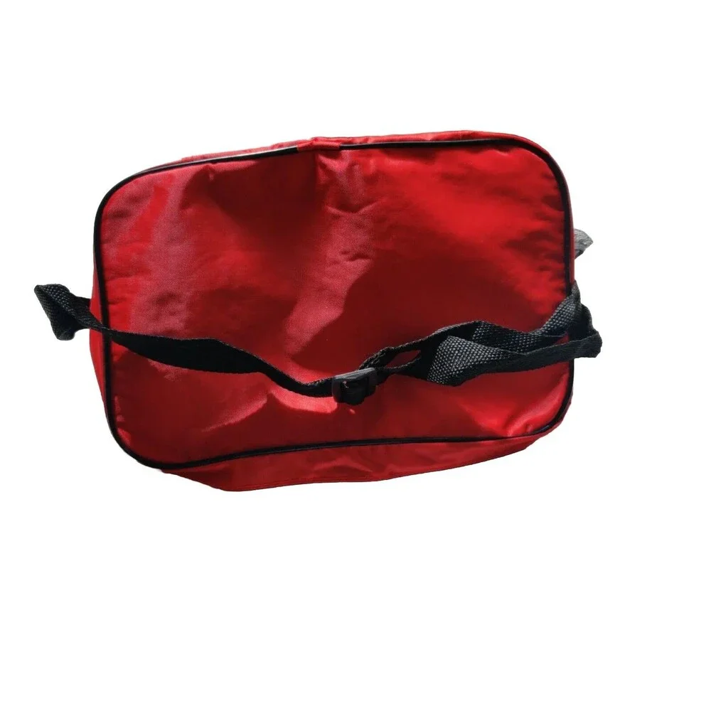 soft insulated lunch bag -zip lid 1 pocket & 2 mesh pockets w strap collapsible